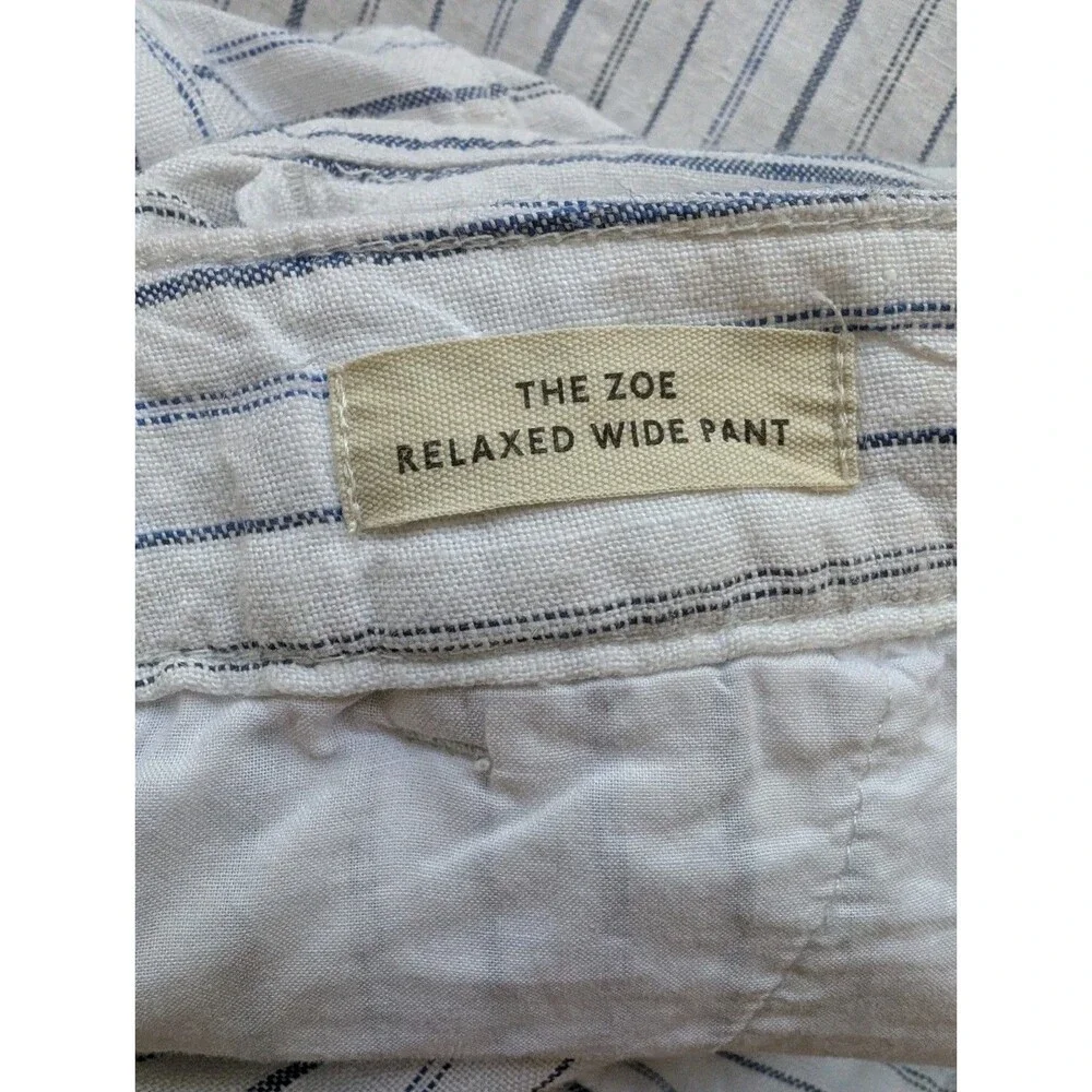 Madewell The Zoe Relaxed Wide Leg Linen Pants in Beachy Stripe sz 10